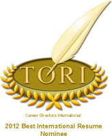 Resume Writing Industry Award, Best International Resume